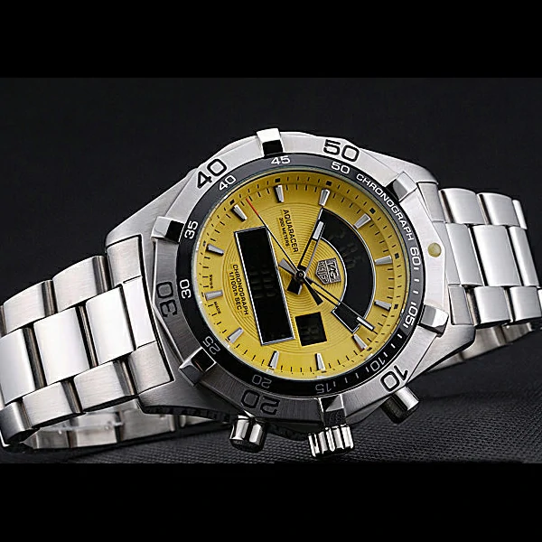 Tag Heuer Aquaracer Chronotimer Yellow Dial Stainless Steel Band new60309