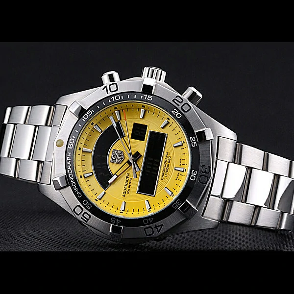 Tag Heuer Aquaracer Chronotimer Yellow Dial Stainless Steel Band new60309