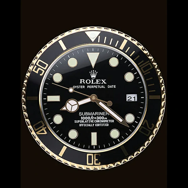 Rolex Submariner Wall Clock Black Gold new60368