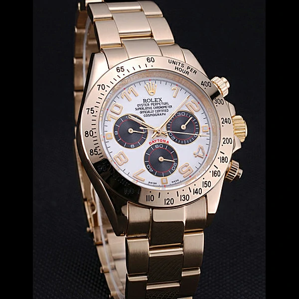 Rolex Cosmograph Daytona White with Black Subdials Gold Bracelet new60437