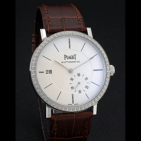 Piaget Altiplano Diamond Silver Case White Dial Brown Leather Bracelet new60514