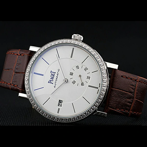 Piaget Altiplano Diamond Silver Case White Dial Brown Leather Bracelet new60514