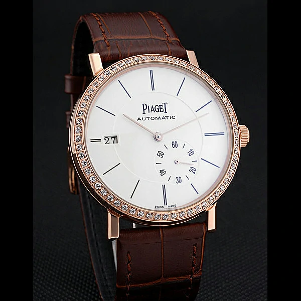 Piaget Altiplano Diamond Gold Case White Dial Brown Leather Bracelet new60515