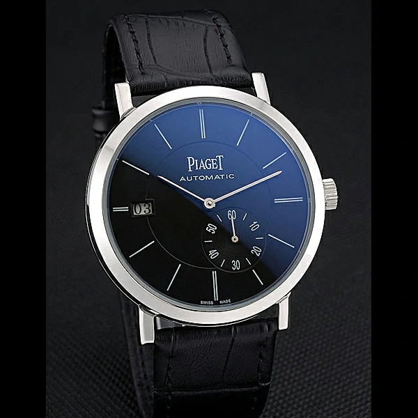 Piaget Altiplano Silver Case Black Dial Black Leather Bracelet new60517