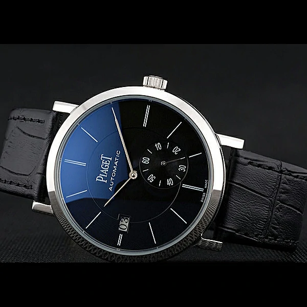 Piaget Altiplano Silver Case Black Dial Black Leather Bracelet new60517