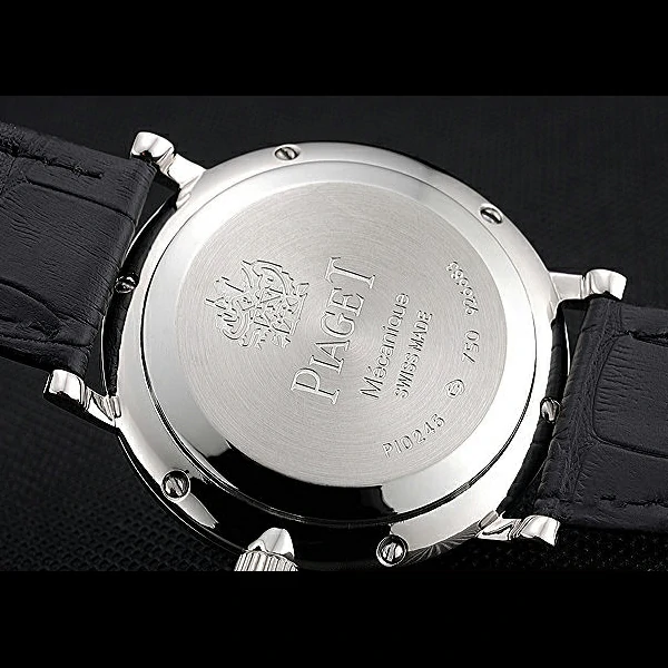 Piaget Altiplano Silver Case Black Dial Black Leather Bracelet new60517
