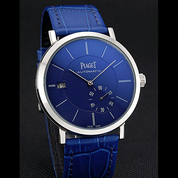 Piaget Altiplano Silver Case Blue Dial Blue Leather Bracelet new60518