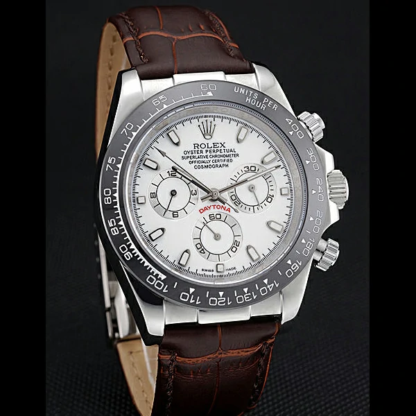 Rolex Cosmograph Daytona Stainless Steel Case White Dial Brown Leather Bracelet new60519