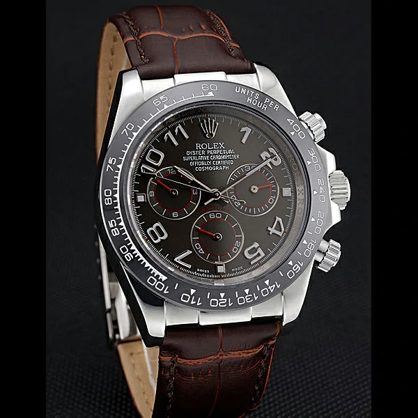 Rolex Cosmograph Daytona Stainless Steel Case Grey Racing Dial Leather Bracelet new60520