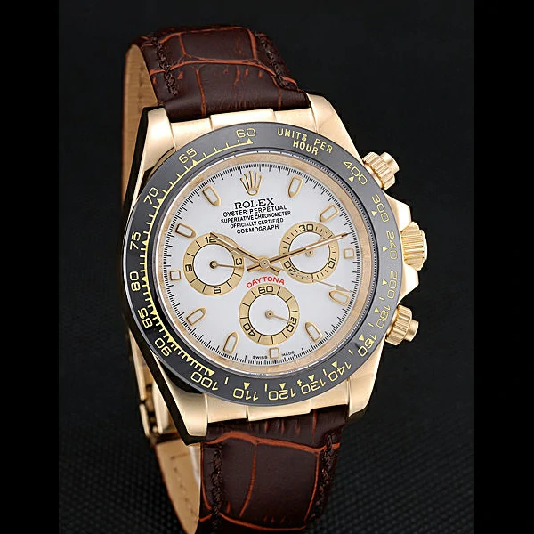 Rolex Cosmograph Daytona Gold Case White Dial Brown Leather Bracelet new60521