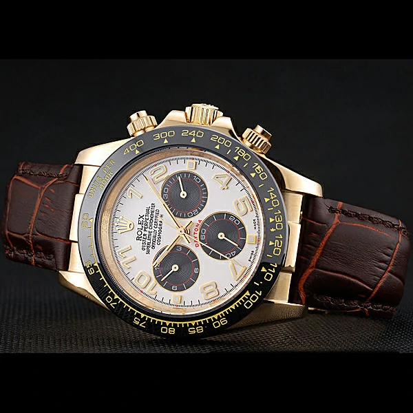 Rolex Cosmograph Daytona Gold Case Black Subdials Brown Leather Bracelet new60522