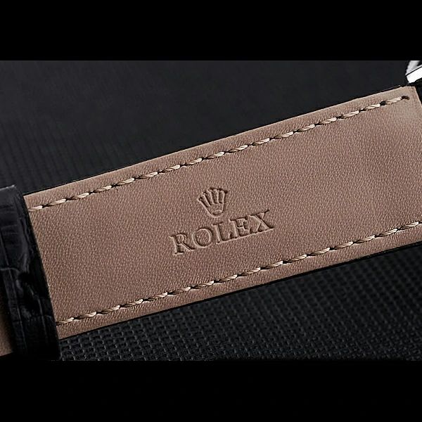 Rolex Cellini Time Silver Case Black Dial Black Leather Bracelet new60538