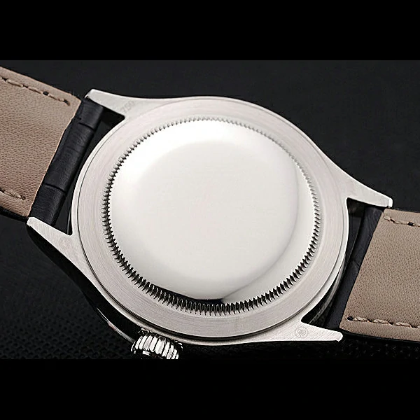 Rolex Cellini Time Silver Case Black Dial Black Leather Bracelet new60538