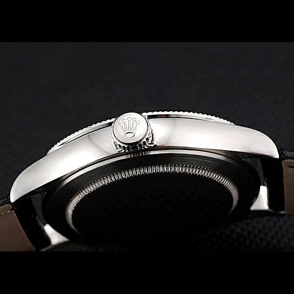 Rolex Cellini Time Silver Case Black Dial Black Leather Bracelet new60538