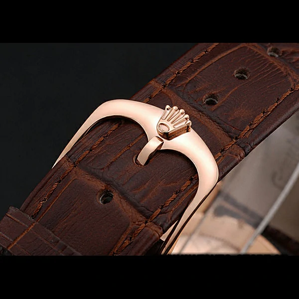 Rolex Cellini Time Gold Case White Dial Brown Leather Bracelet new60539