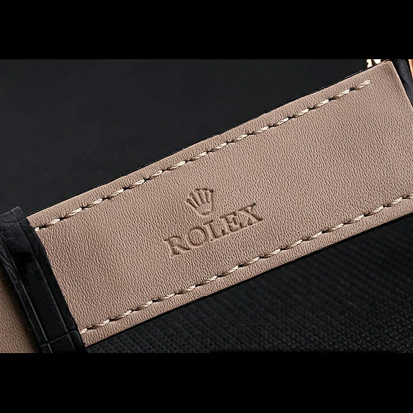 Rolex Cellini Time Gold Case Black Dial Black Leather Bracelet new60540