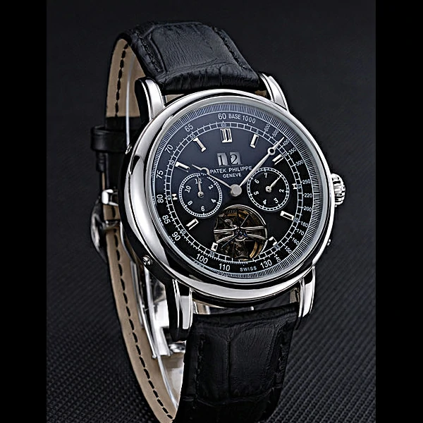 Patek Philippe Geneve Grand Complications Black Face Tourbillon Stainless Steel Black Band new60614