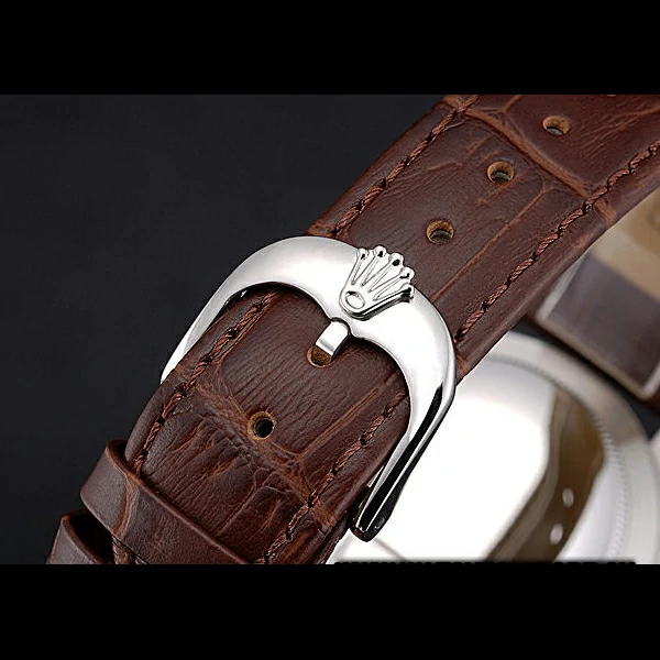Rolex Cellini White Dial Stainless Steel Case Brown Leather Bracelet new60649