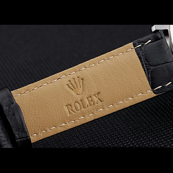 Rolex Cellini Black Dial Stainless Steel Case Black Leather Bracelet new60650