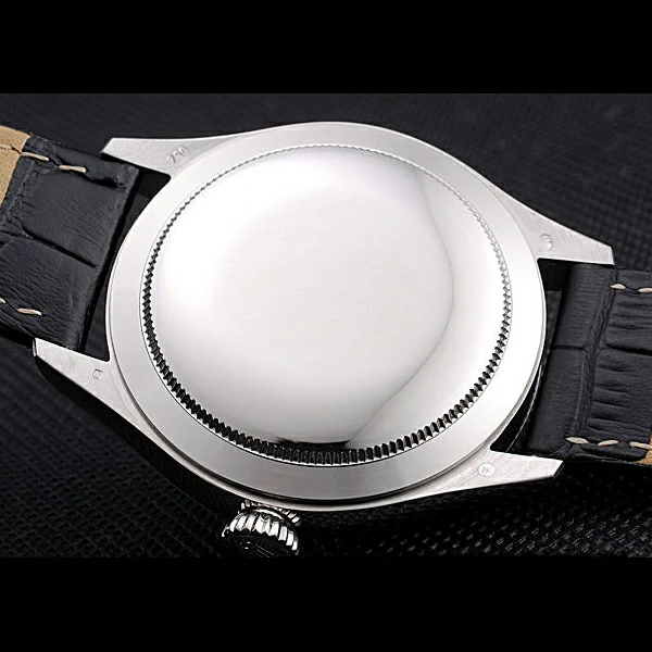 Rolex Cellini Black Dial Stainless Steel Case Black Leather Bracelet new60650