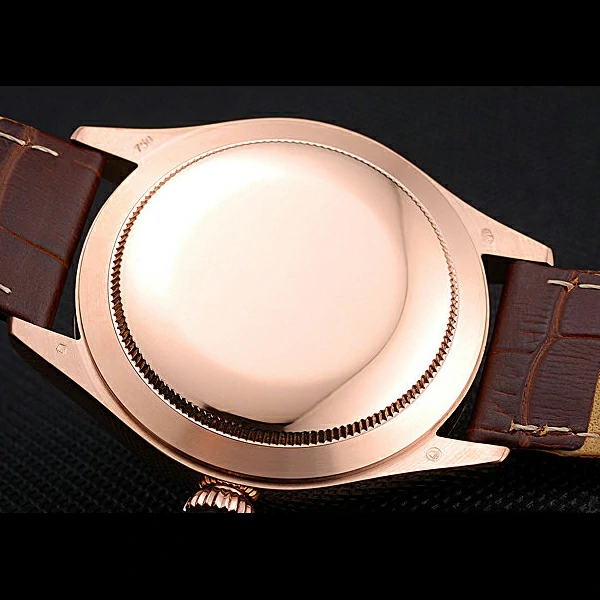 Rolex Cellini White Rose Dial Gold Case Brown Leather Bracelet new60651
