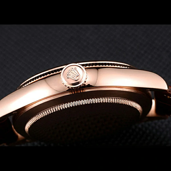 Rolex Cellini White Rose Dial Gold Case Brown Leather Bracelet new60651
