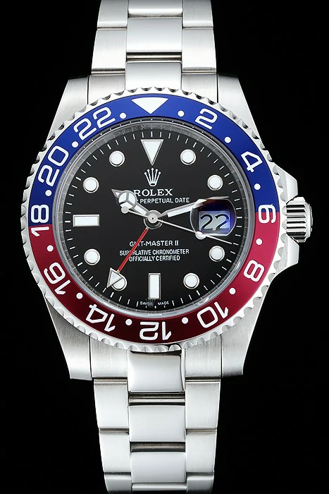 Rolex GMT Master II Blue Rose Red Bezel Black Dial Tachymeter new93092
