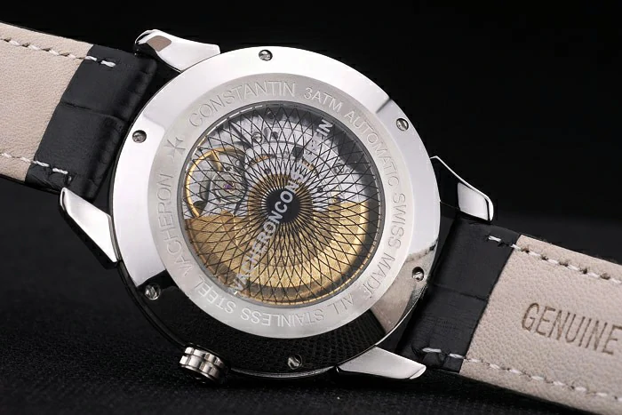 Vacheron Constantin Traditionnelle Black Dial Stainless Steel Case Black Leather Bracelet new105402