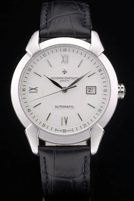 Vacheron Constantin Traditionnelle White Dial Stainless Steel Case Black Leather Bracelet new105412