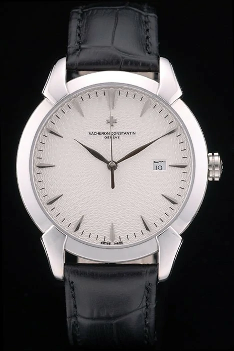 Vacheron Constantin Traditionnelle White Dial Stainless Steel Case Black Leather Bracelet new105432