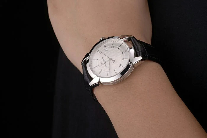 Vacheron Constantin Traditionnelle White Dial Roman Numerals Black Leather Bracelet new105442