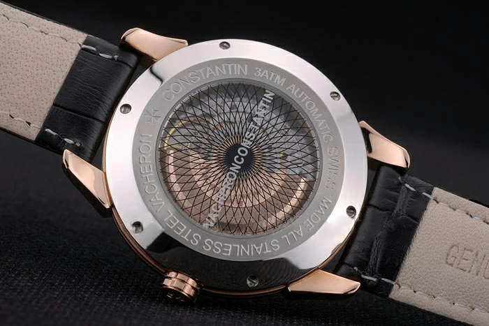 Vacheron Constantin Traditionnelle Black Dial Rose Gold Case Black Leather Bracelet new105492