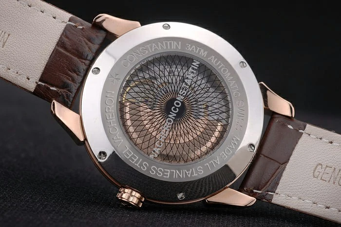 Vacheron Constantin Traditionnelle Black Dial Rose Gold Case Brown Leather Bracelet new105502