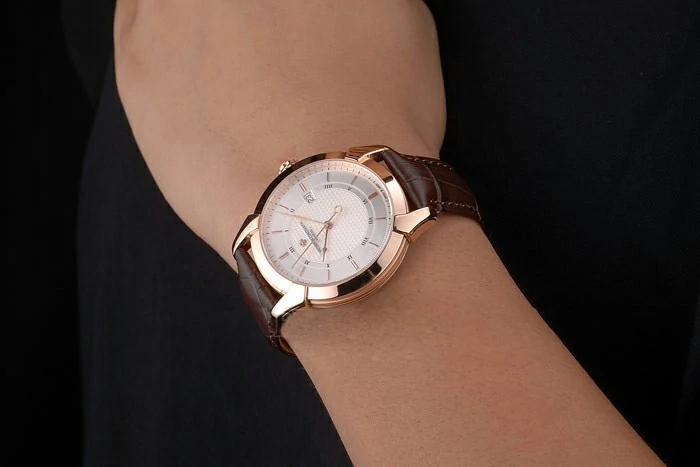Vacheron Constantin Traditionnelle White Dial Rose Gold Case Brown Leather Bracelet new105522