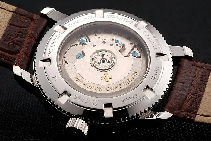 Vacheron Constantin Tourbillon White Dial Stainless Steel Case Brown Leather Bracelet new112863