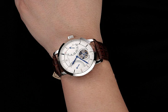 Vacheron Constantin Tourbillon White Dial Stainless Steel Case Brown Leather Bracelet new112863