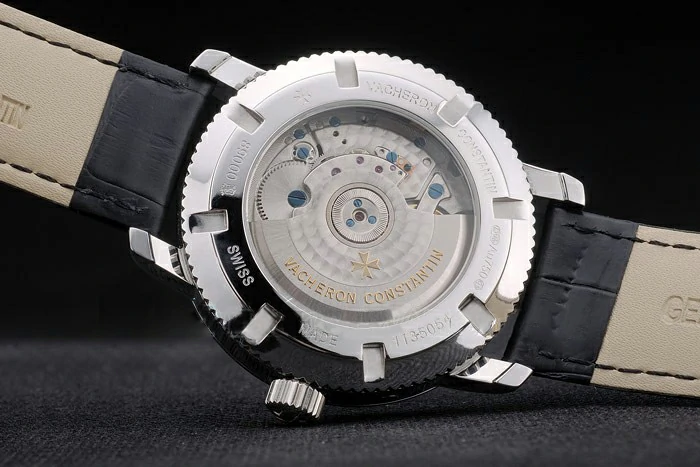 Vacheron Constantin Tourbillon Black Dial Stainless Steel Case Black Leather Bracelet new112873