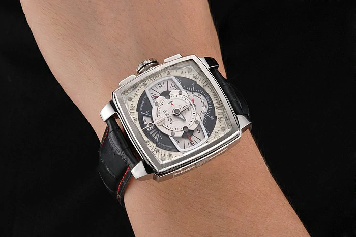 Tag Heuer Monaco Black Perforated Leather Strap White Dial new115413