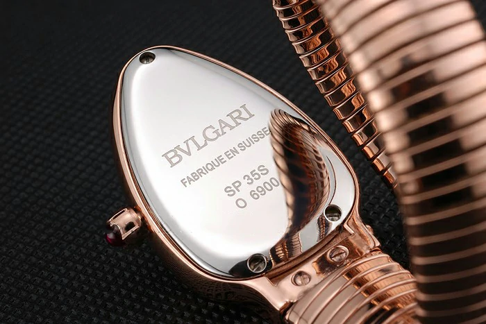 Bvlgari Serpenti 23mm Black Dial Rose Gold Case With Diamonds Rose Gold Bracelet new116385
