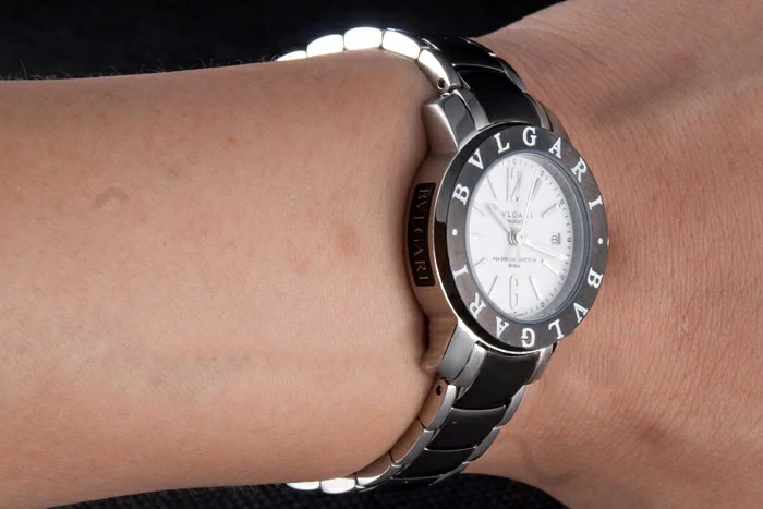 Bvlgari Bvlgari 27mm White Dial Stainless Steel Case Black Bezel Two Tone Steel Bracelet new116397