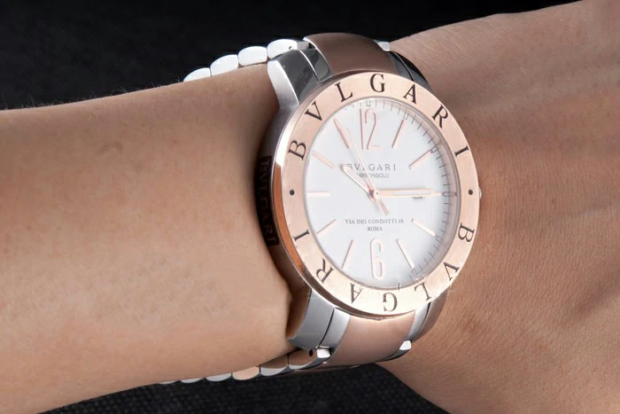 Bvlgari 27mm White Dial Roze Gold Case Two Tone Staineless Steel Bracelet new116401