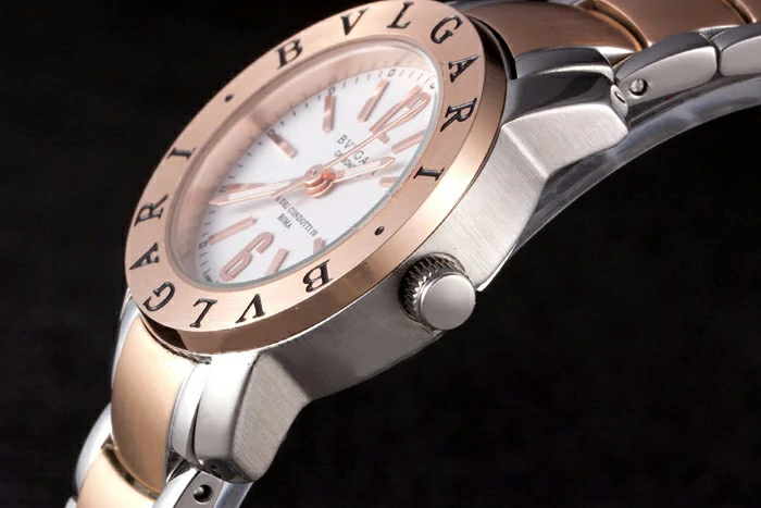 Bvlgari 27mm White Dial Roze Gold Case Two Tone Staineless Steel Bracelet new116401