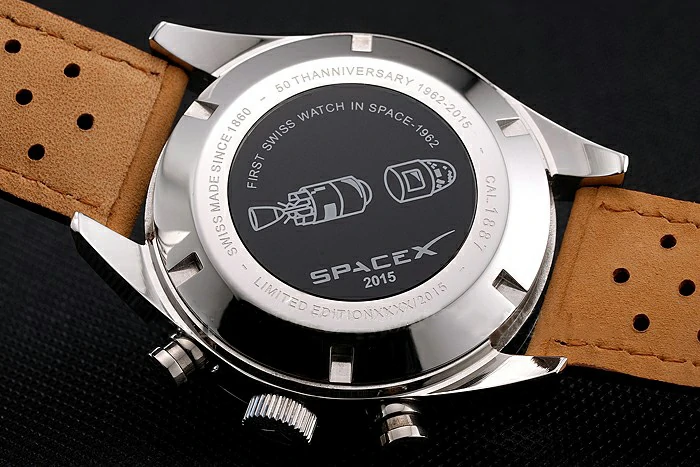 Tag Heuer Carrera SpaceX Silver Bezel with Black Dial and Light Brown Leather Strap new117628