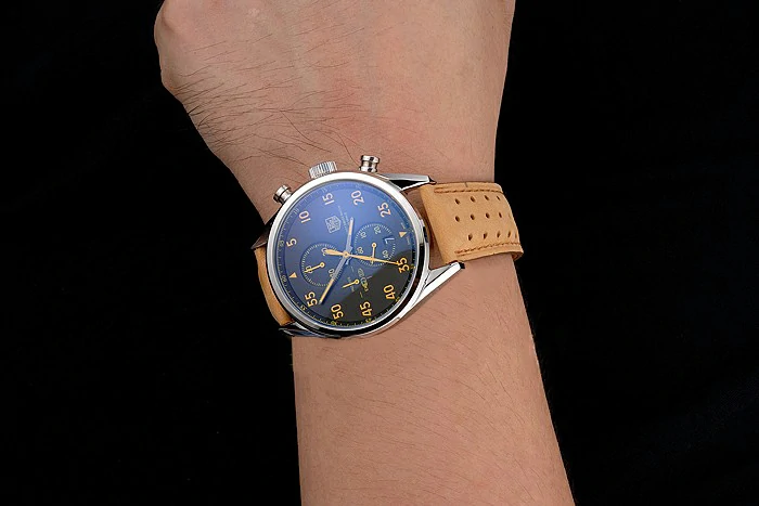 Tag Heuer Carrera SpaceX Silver Bezel with Black Dial and Light Brown Leather Strap new117628