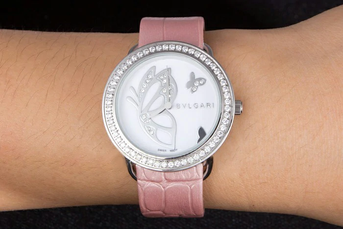 Bvlgari ZERO1 Butterfly Motif Light Pink Leather Band new117980