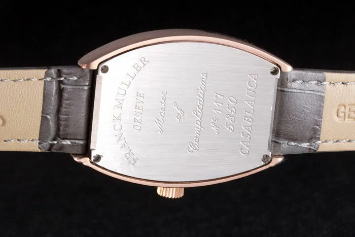 Franck Muller Heart Diamond Gold Bezel Grey Leather Band new117987