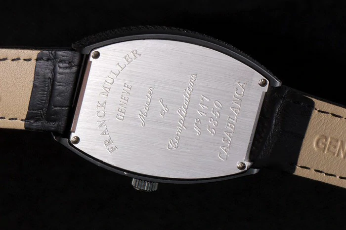 Franck Muller Heart Diamond Silver Bezel Black Leather Band new117991