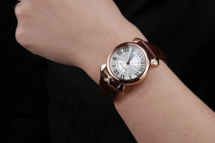 Cartier Rotonde Blue Crown Brown Leather Bracelet new118389
