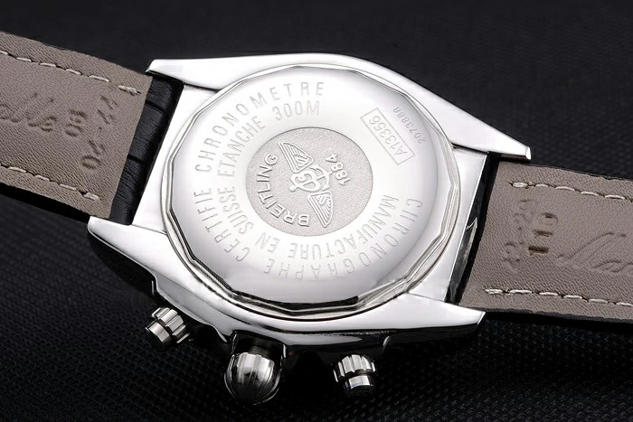 Breitling Chronomat 13 Stainless Steel Case Black Dial Black Leather Bracelet new118759