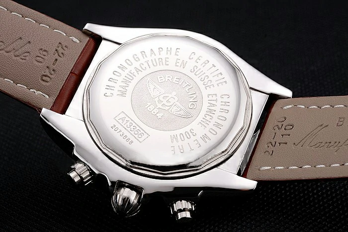 Breitling Chronomat 13 Stainless Steel Case White Dial Arabic Numerals Brown Leather Bracelet new118760